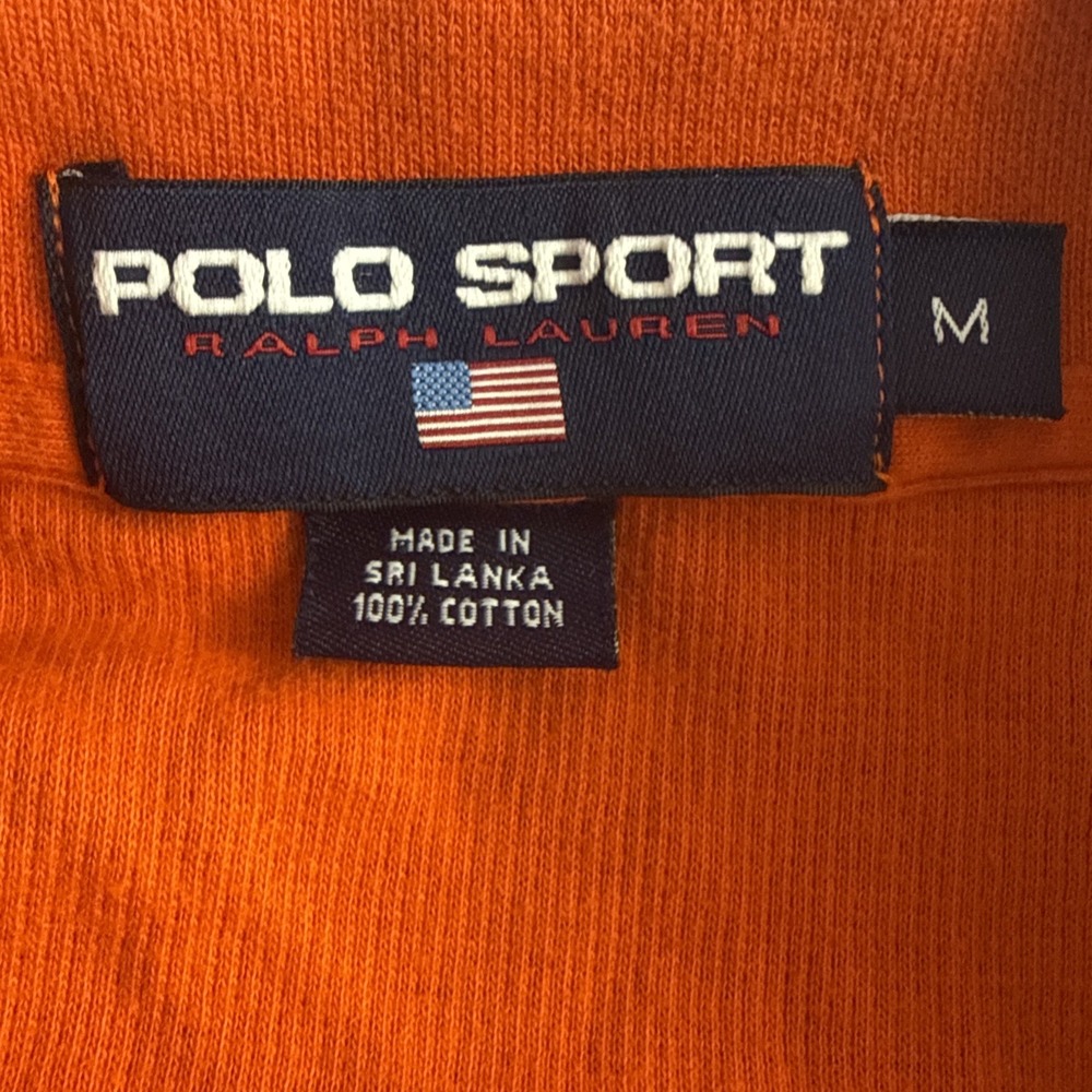 VTG Polo Sport Ralph Lauren Long Sleeve Polo/Rugby Shirt Orange Size‎ Medium - Picture 4 of 7